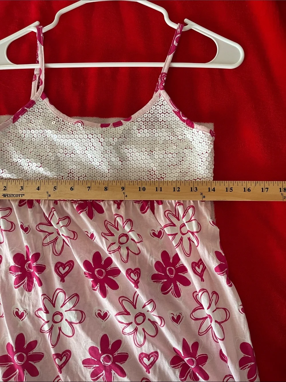Savannah Pink Floral Sequin Bodice Girls' Chemise
